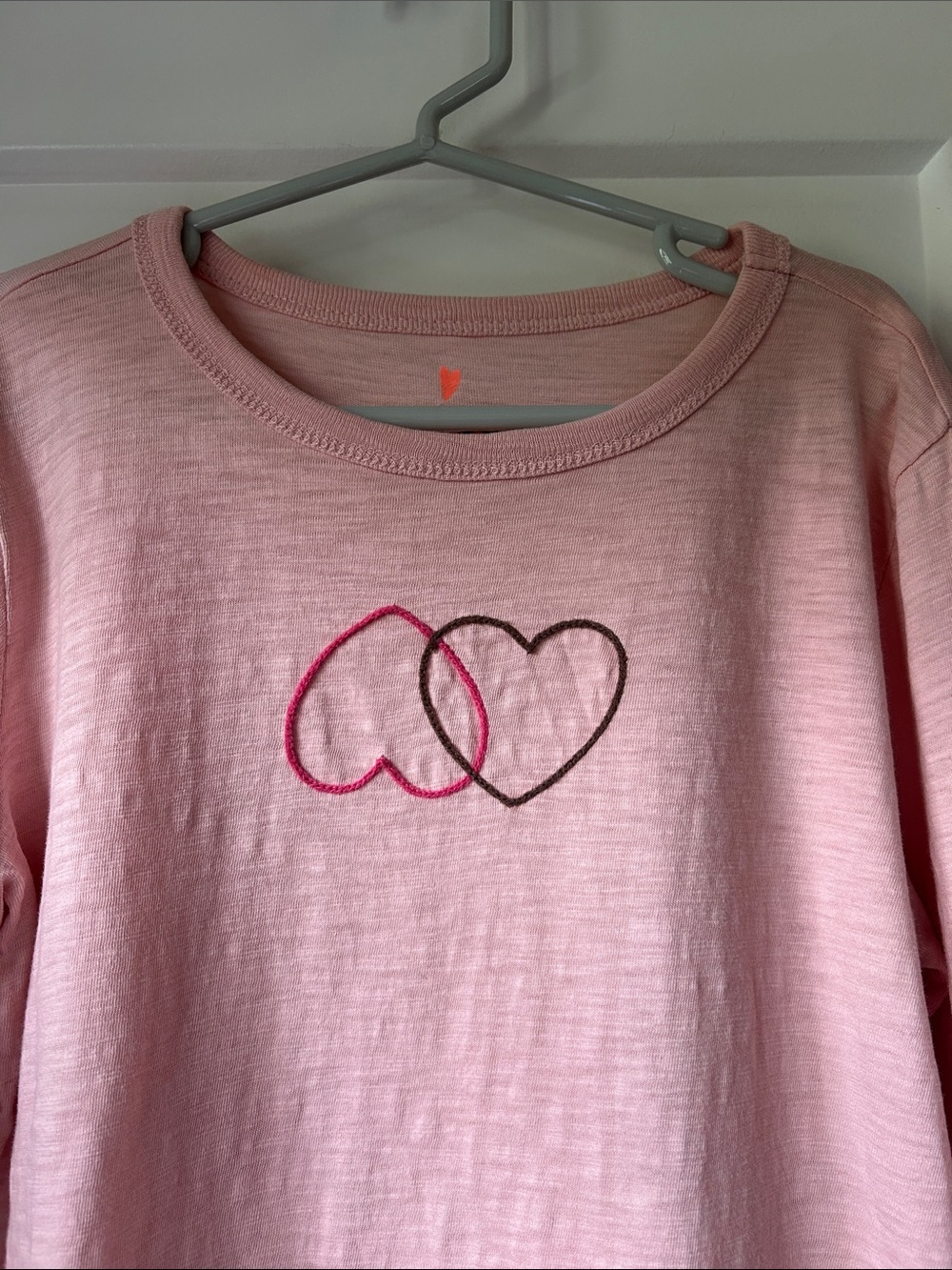Crewcuts Soft Pink Tee with Neon Heart Accent